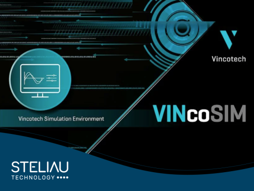 VINcoSIM name with graphic image of screen with waves