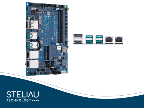 Product image N97S-IM-AA: 3.5” Edge Computer for industrial computing and electronics, with industrial connectors, multiple displays and industrial monitor support.