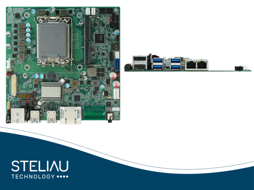 Product image Edge computer Mini-ITX with industrial connectors, industrial electronics, multi-monitor support and M.2 storage, DDR5, HDMI/DP/LVDS.