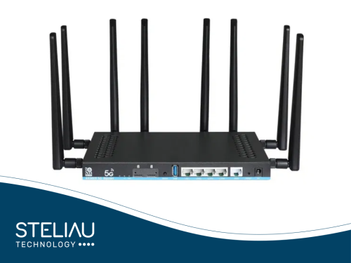 Product image 5G WiFi 6 router for EDGE COMPUTING and INDUSTRIAL COMPUTING, with high speed, dual SIM, multiple antennas, and compatibility with 5G REDCAP networks.