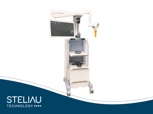 Fanless 21.5–27" touchscreen displays on Medical Carts, Full HD, wide view, 300 cd/m² brightness, USB/HDMI ports, antimicrobial enclosure, and medical-grade certifications.