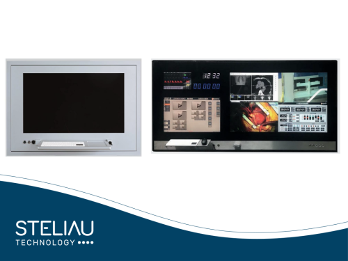 4K display, 500 nits brightness, 10-point multitouch, wide 89° view, optical bonding, DICOM & DSA gamma curves, sizes 27"–65", keyboard optional.