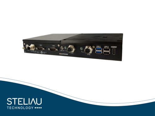 Railway computer with Intel Atom® x7835RE, 24–110VDC isolated power input, EN50155 compliance, and dual 2.5GbE for industrial environments.