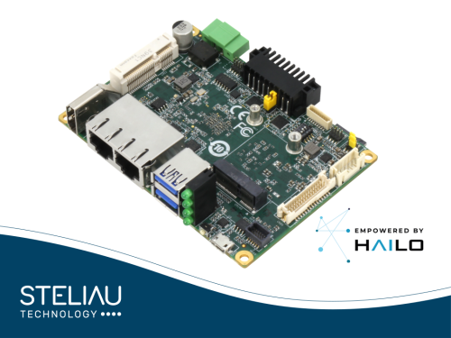 Compact Pico-ITX board with NXP i.MX8M Plus Quad-Core CPU, up to 8GB LPDDR4, dual GbE, HDMI, USB 3.0, M.2, CAN, and Hailo-8 AI accelerator support.